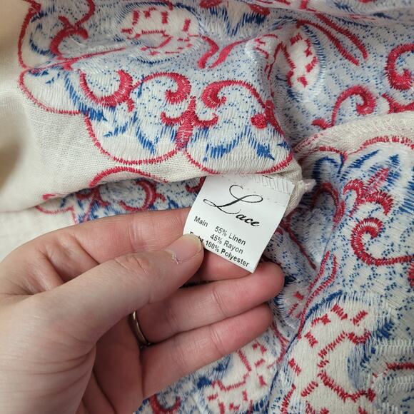 Lace the label linen paisley floral embroidered mini dress bishop sleeve boho - Picture 10 of 11